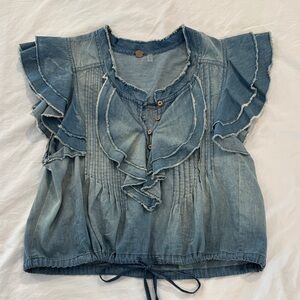 Free People One Naya Denim Top XS
